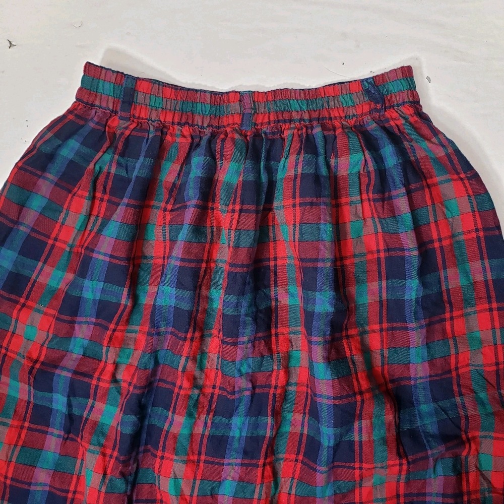 Vintage Talbots Size 4 Tartan Plaid Maxi Skirt Elastic Waist Button Front Flanne - Picture 7 of 9